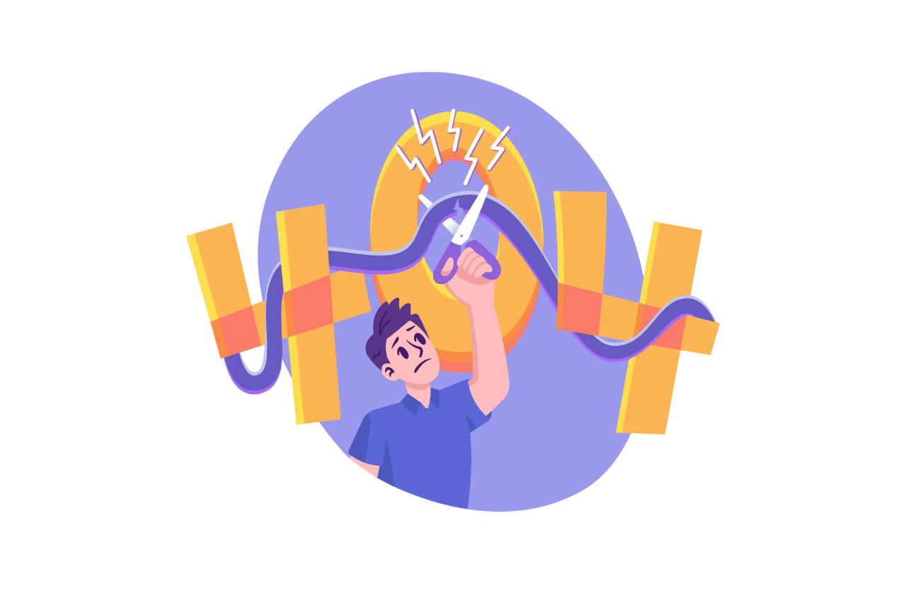 Illustration representing fragmented and chaotic business communication tools