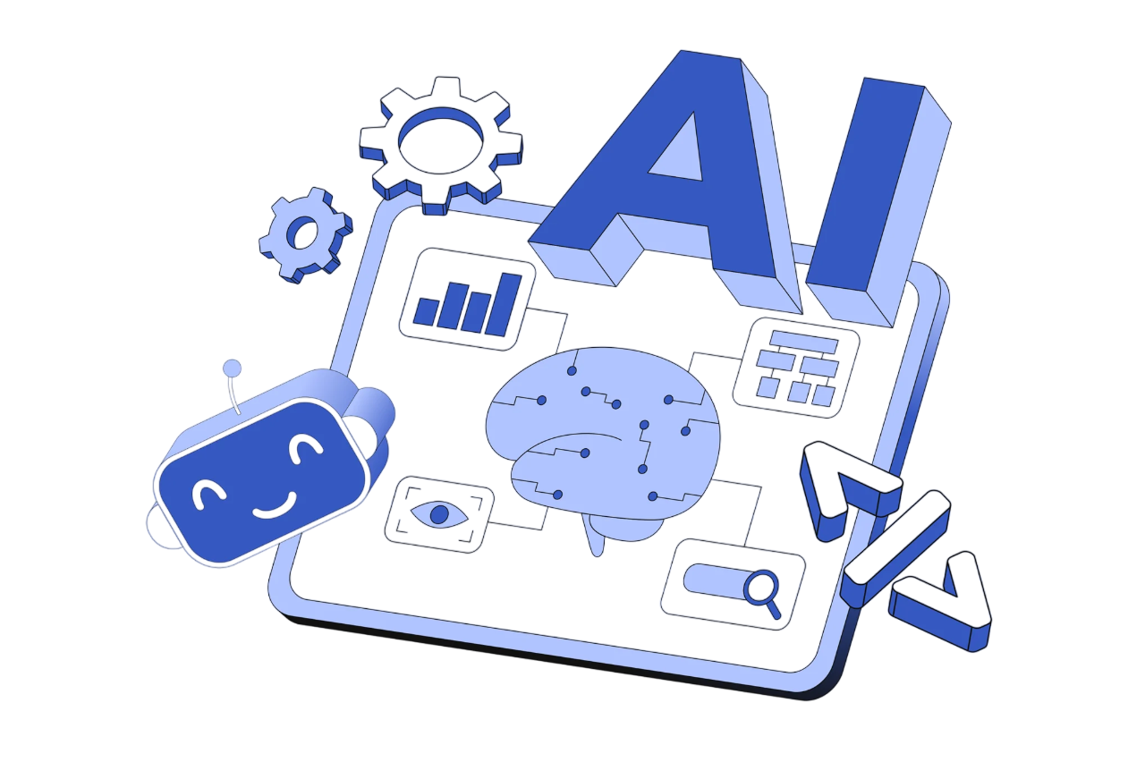 Futuristic illustration depicting AI-driven growth and global connectivity