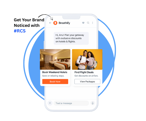 Illustration of an RCS carousel showcasing multiple products for brand buzz